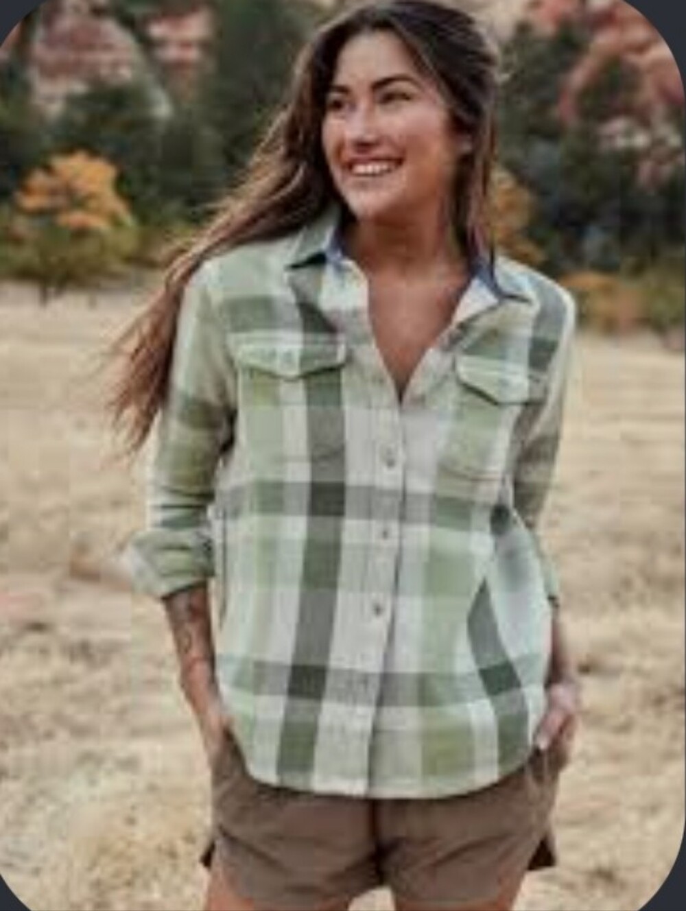 Outwrknown Blanket Shirt Fen Sage High Plaid Women's M/L Surfer Beach